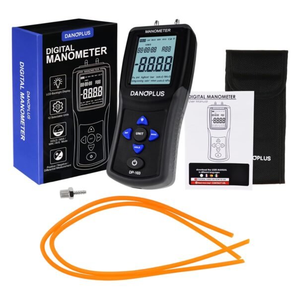 Manómetro Digital – Probador de Presión de Gas HVAC con 12 unidades, Pantalla LCD Retroiluminada y Registro de Datos - Image 2