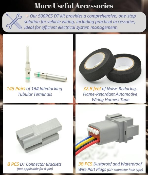Kit de Conectores Deutsch DT 502 PCS – Carcazas de 2/3/4/6/8/12 pines, 145 pares de contactos sólidos calibre 16, herramienta de engaste y extracción - Image 2