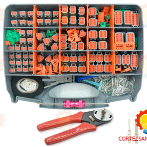 Kit de Conectores Deutsch DT 502 PCS – Carcazas de 2/3/4/6/8/12 pines, 145 pares de contactos sólidos calibre 16, herramienta de engaste y extracción