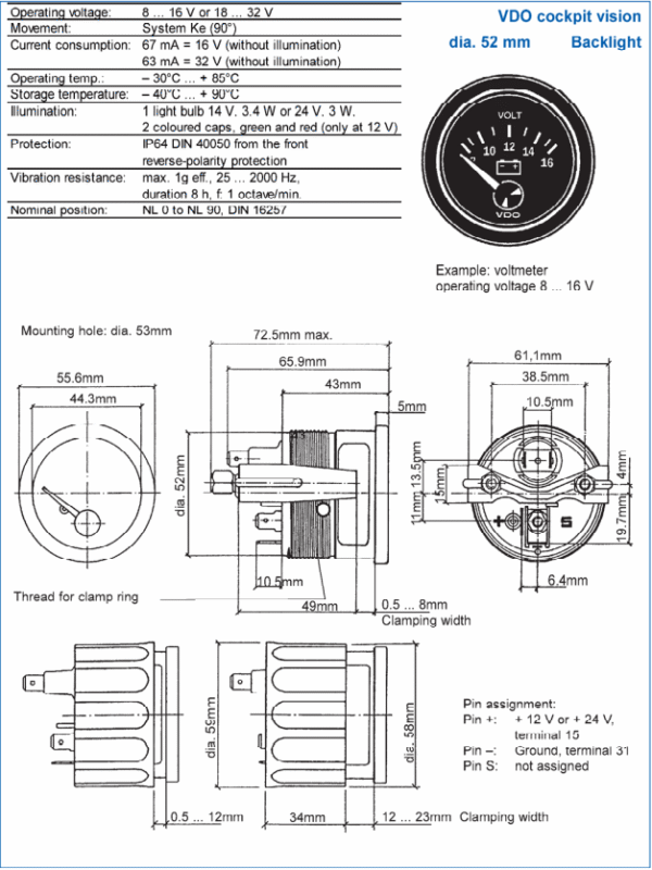 VDO 332-010 - Indicador de Voltaje 12V o 24V - Image 3