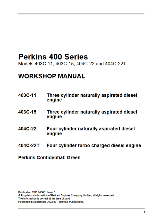 Manual de Operación y Mantenimiento Perkins 403C-11, 403C-15, 403C-22, 404C-22T